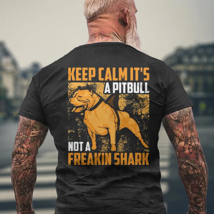 Keep Calm It's A Pitbull Not Freakin Shark Men's T-shirt Back Print Gifts for Old Men