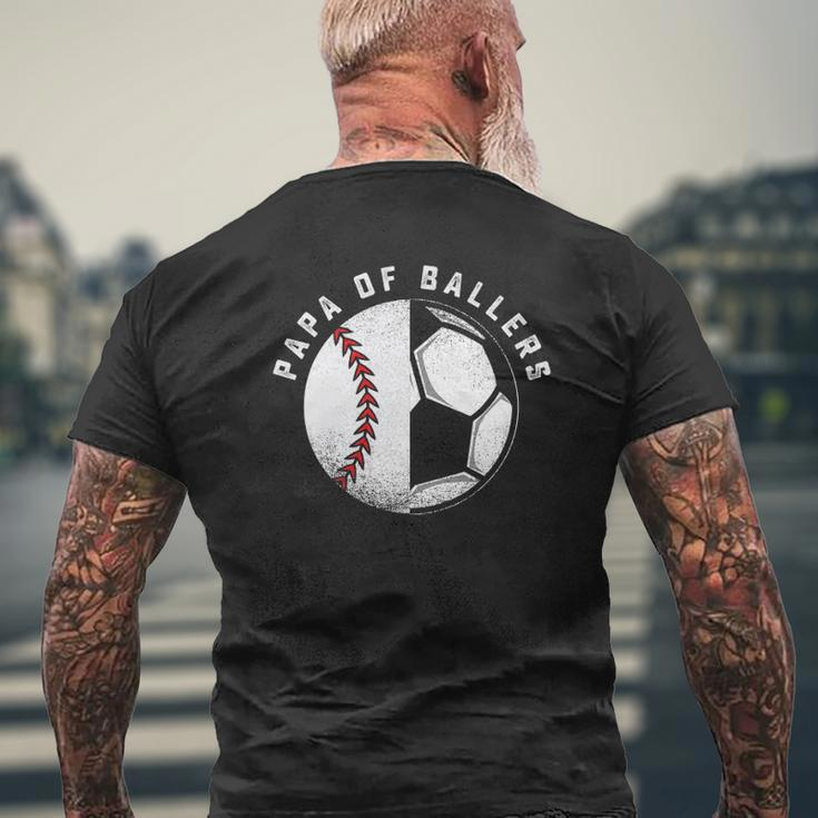 Papa Son Daughter Ballers Baseball Soccer Dad Mens Back Print T-shirt Gifts for Old Men