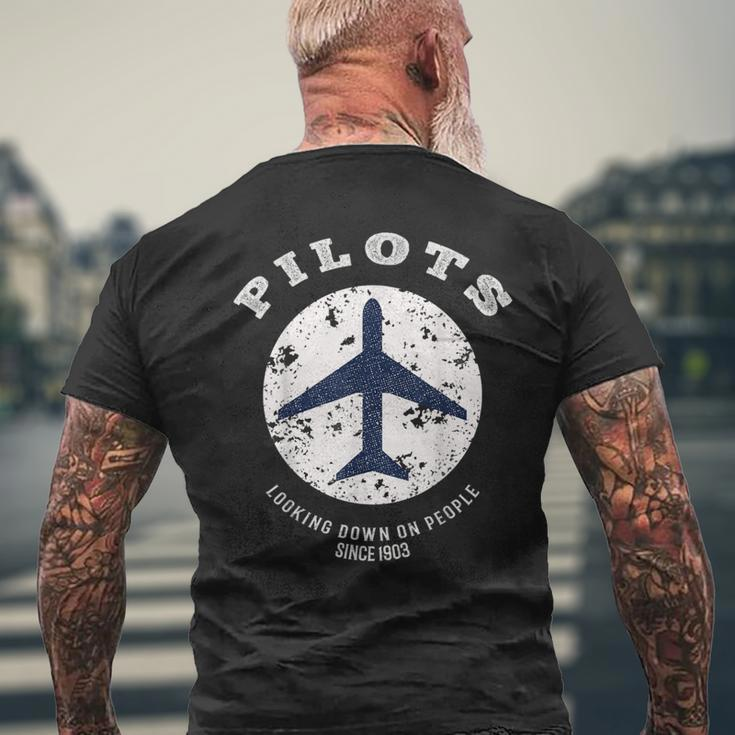 Pilot Quote Retro Airplane Vintage Aircraft Aviators Men's T-shirt Back Print Gifts for Old Men