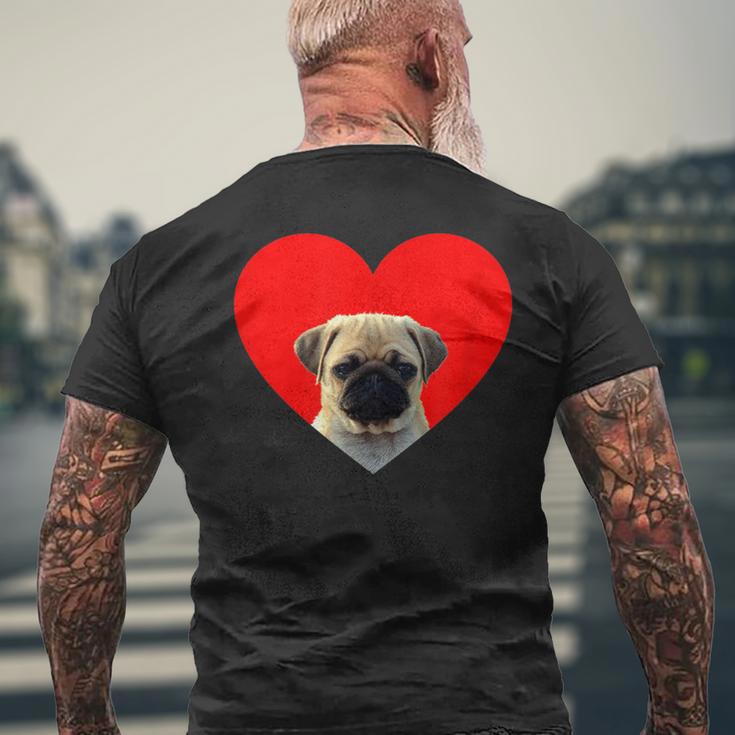 Pug Lover Dog Love Red Heart Father's Day Men's T-shirt Back Print Gifts for Old Men