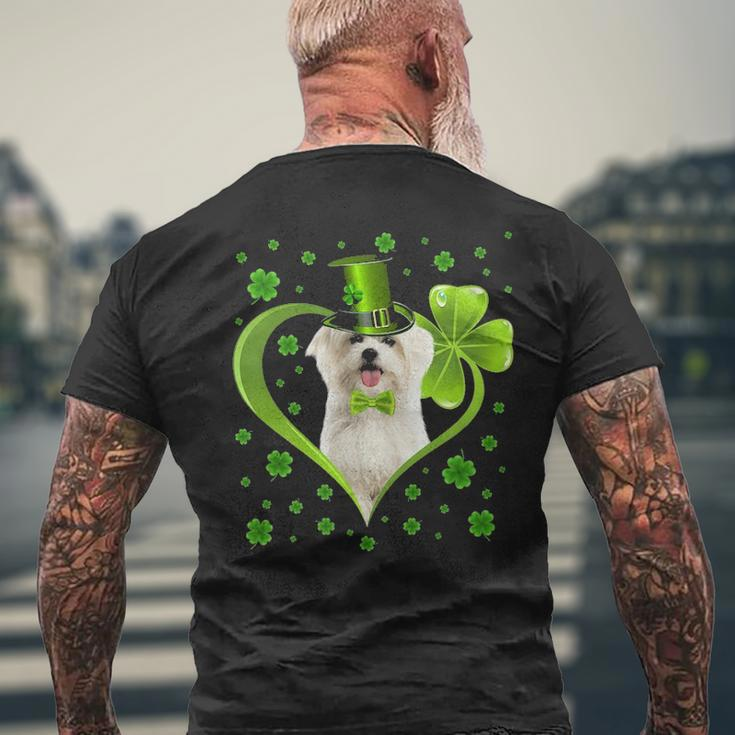 Puppy Shamrock Maltese Dog StPng Men's T-shirt Back Print Gifts for Old Men