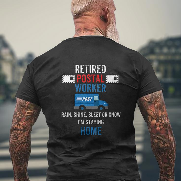 Retired Postal Worker Postman Retirement Mens Back Print T-shirt Gifts for Old Men