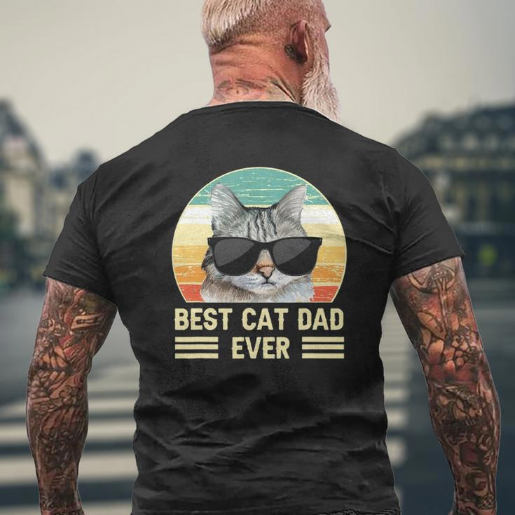 Retro Best Cat Dad Ever Cat With Sunglasses Mens Back Print T-shirt Gifts for Old Men