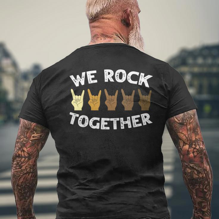 We Rock Together Rocker Skeleton Hand Men's T-shirt Back Print Gifts for Old Men