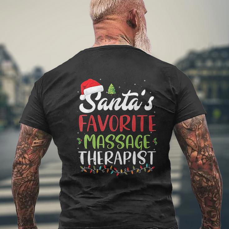 Santa Favorite Massage Therapist Christmas Mens Back Print T-shirt Gifts for Old Men