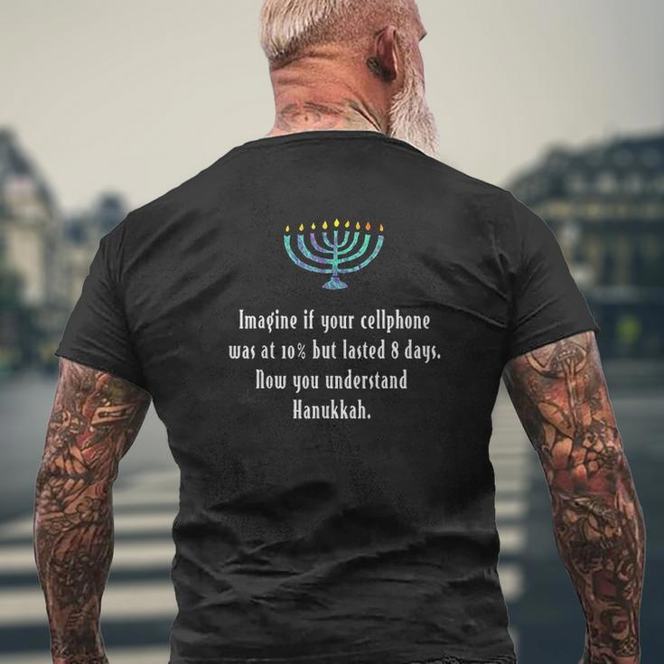 Sarcastic Hanukkah Chanukah Cellphone Quote Mens Back Print T-shirt Gifts for Old Men