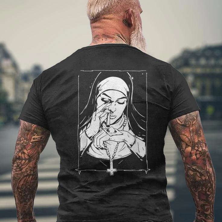 Unholy Drug Nun Costume Dark Satanic Essential Horror Men's T-shirt Back Print Gifts for Old Men