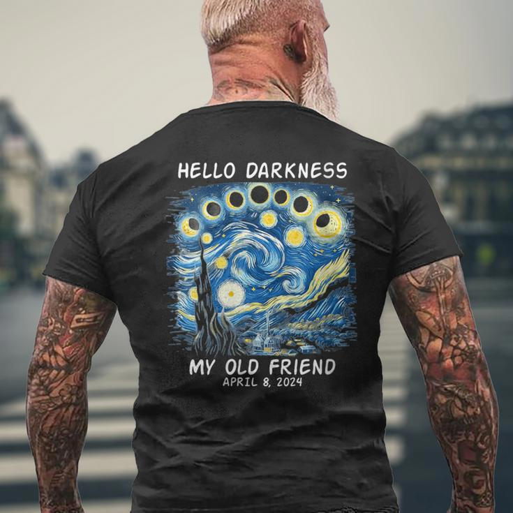 Van Gogh Hello Darkness My Old Friend Solar Eclipse Men's T-shirt Back Print Gifts for Old Men