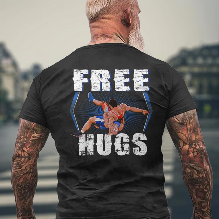 Wrestling Free Hugs Wrestling Vintage Men's T-shirt Back Print Gifts for Old Men