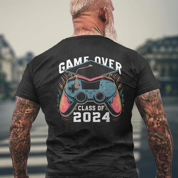 Game Over Class Of 2024 Gaming Graduation Gamer Senior Men's T-shirt Back Print Gifts for Old Men