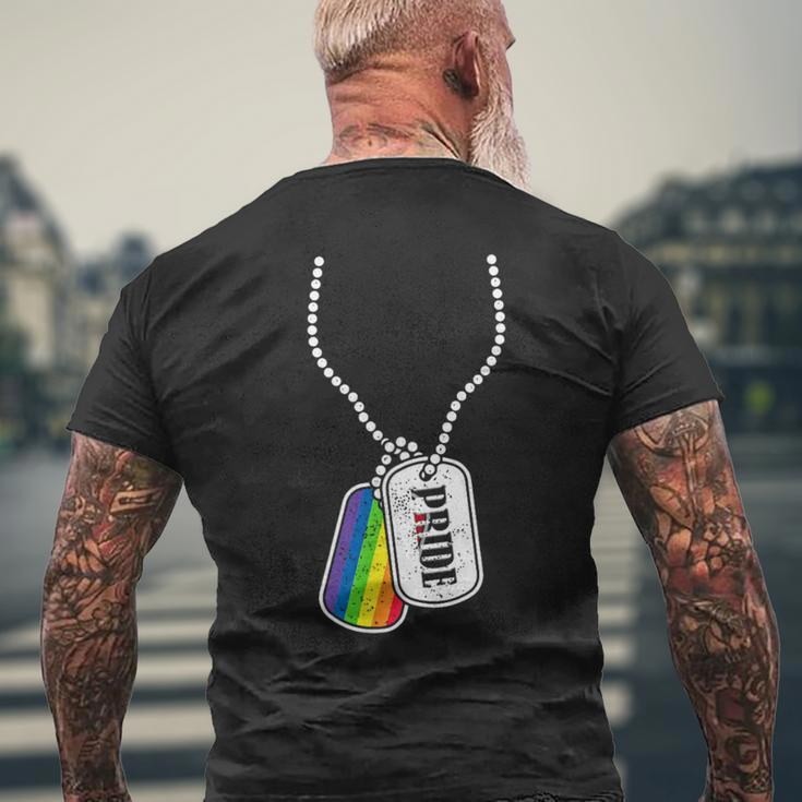 Gay Pride Flag Lgbt Military Dog Tag Men's T-shirt Back Print Gifts for Old Men