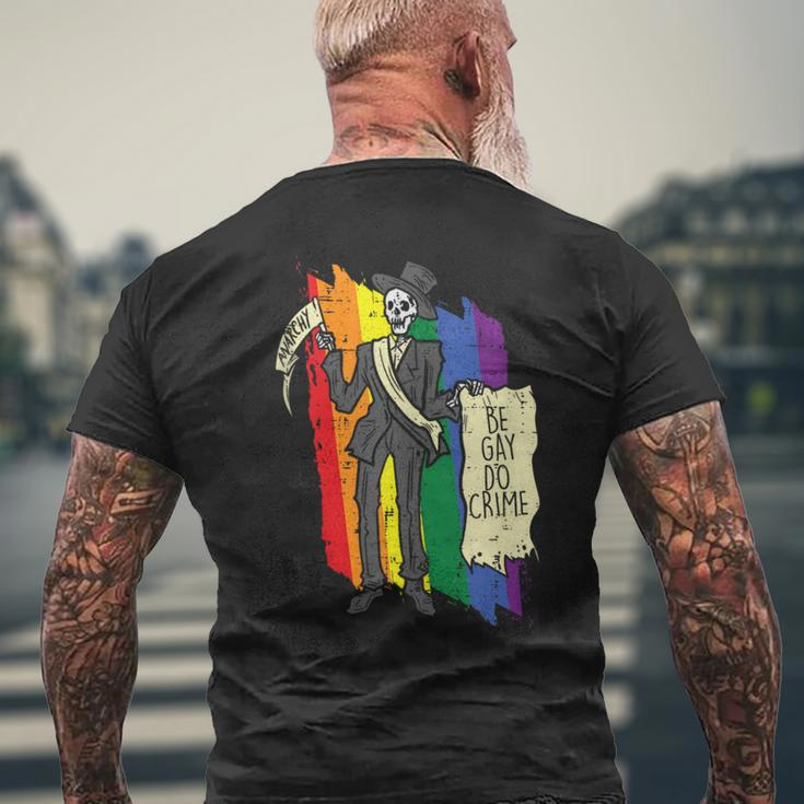 Be Gay Skeleton Straight Ally Lgbtq Gay Pride Month Men's T-shirt Back Print Gifts for Old Men