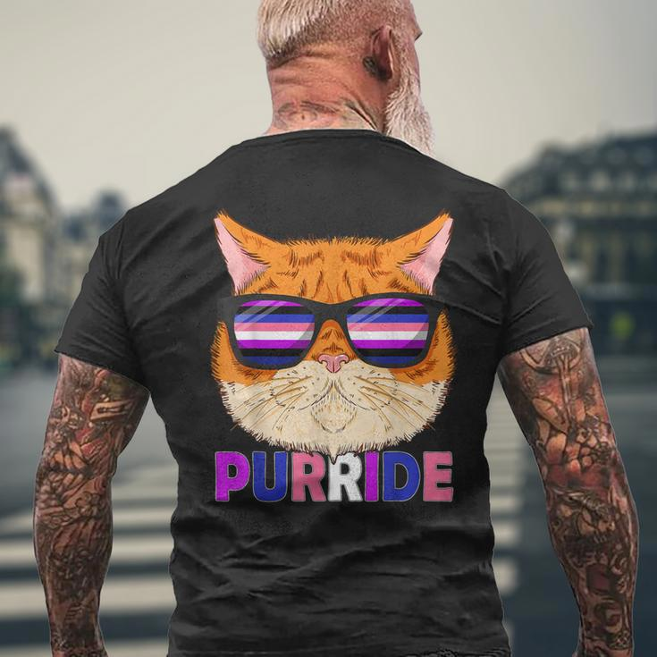 Genderfluid Purride Cat Kitten Sunglasses Gay Pride Men's T-shirt Back Print Gifts for Old Men
