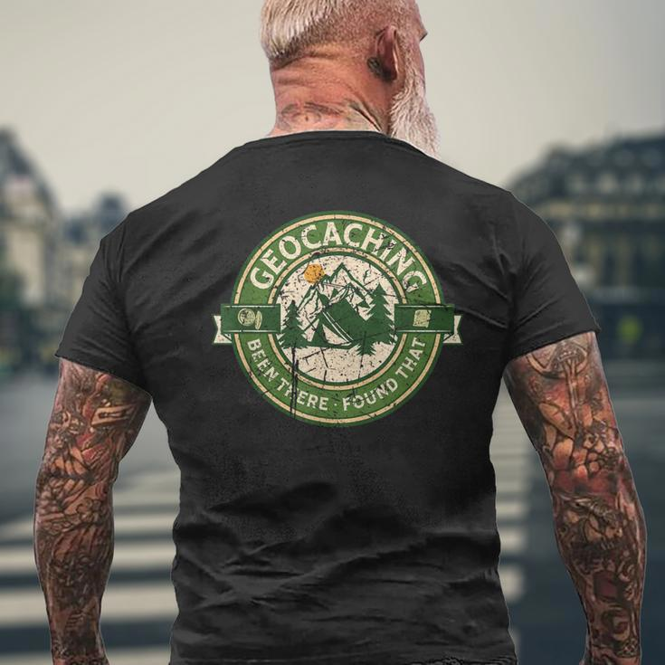 Geocaching Retro Distressed Geocache Lover Women Men's T-shirt Back Print Gifts for Old Men