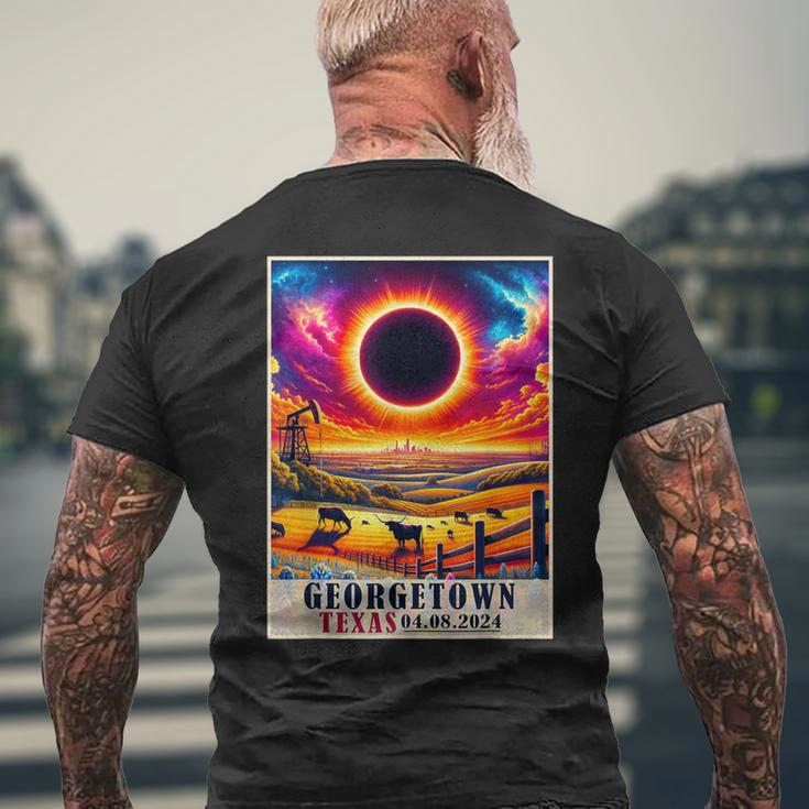 Georgetown Texas Total Solar Eclipse 2024 Totatily Vintage Men's T-shirt Back Print Gifts for Old Men