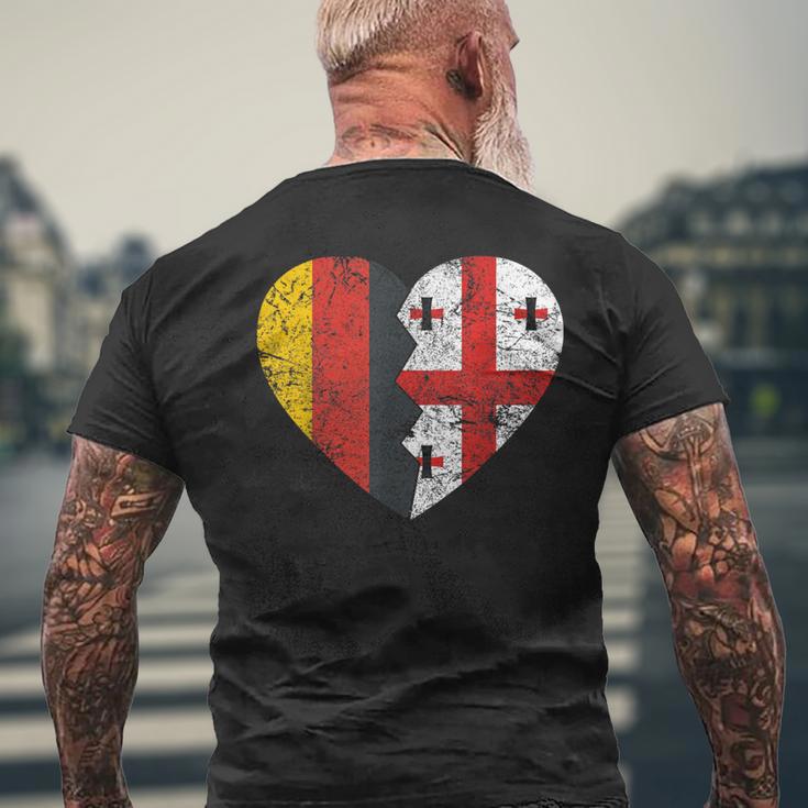 Georgische Deutsche Flagge Herz Deutschland Georgien Flagge Wurzeln T-Shirt mit Rückendruck Geschenke für alte Männer