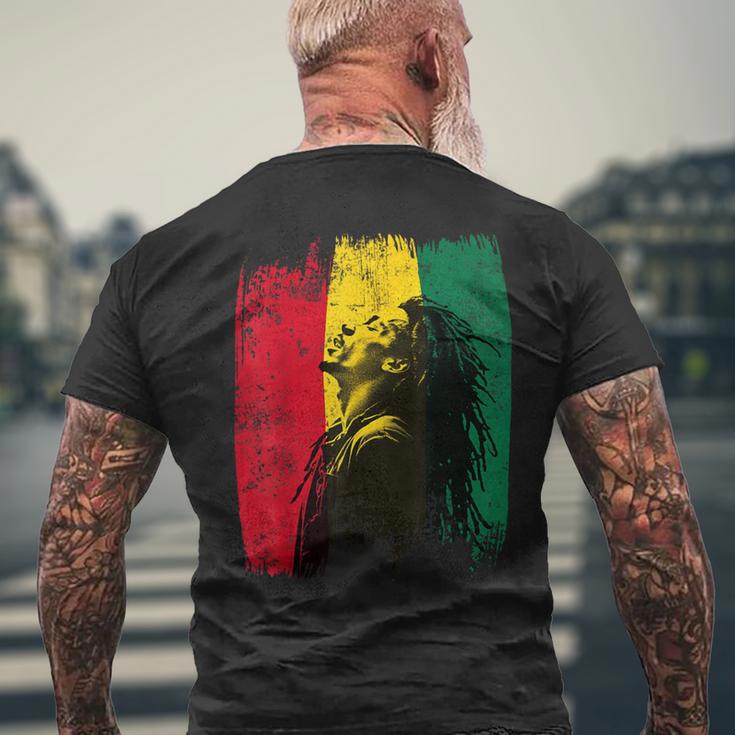 Ghanaian Flag Rastamann Reggae Dreadlocks Rasta Colors Men's T-shirt Back Print Gifts for Old Men