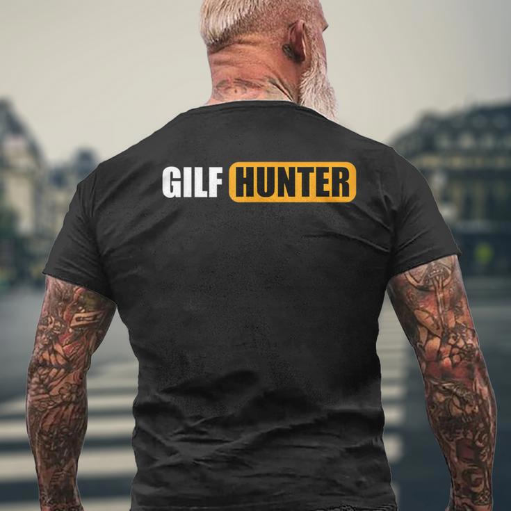 GILF Hunter Schwarzes Kurzärmliges Herren-T-Kurzärmliges Herren-T-Shirt, Lustiges Design in Gelb und Weiß Geschenke für alte Männer