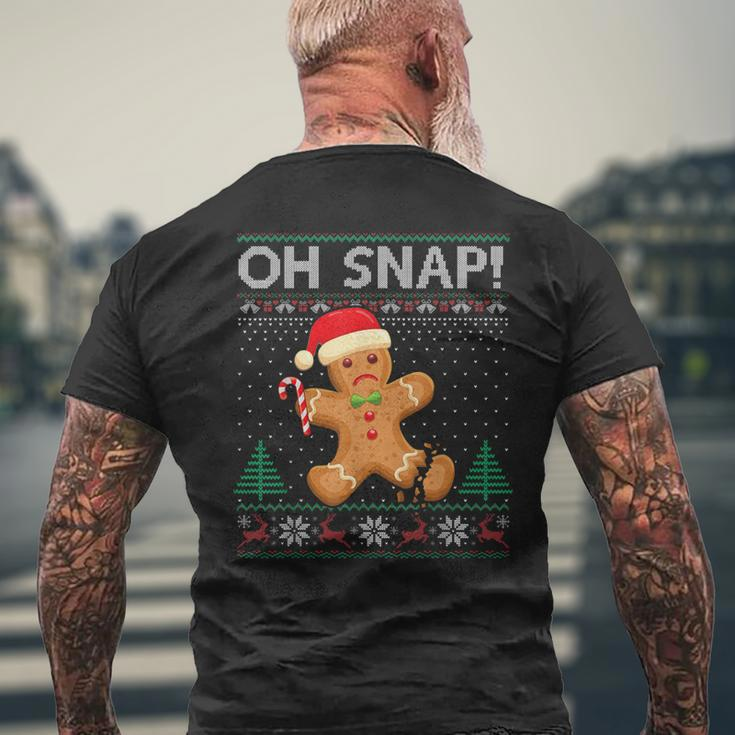 Gingerbread Man Cookie Ugly Sweater Oh Snap Christmas Mens Back Print T-shirt Gifts for Old Men