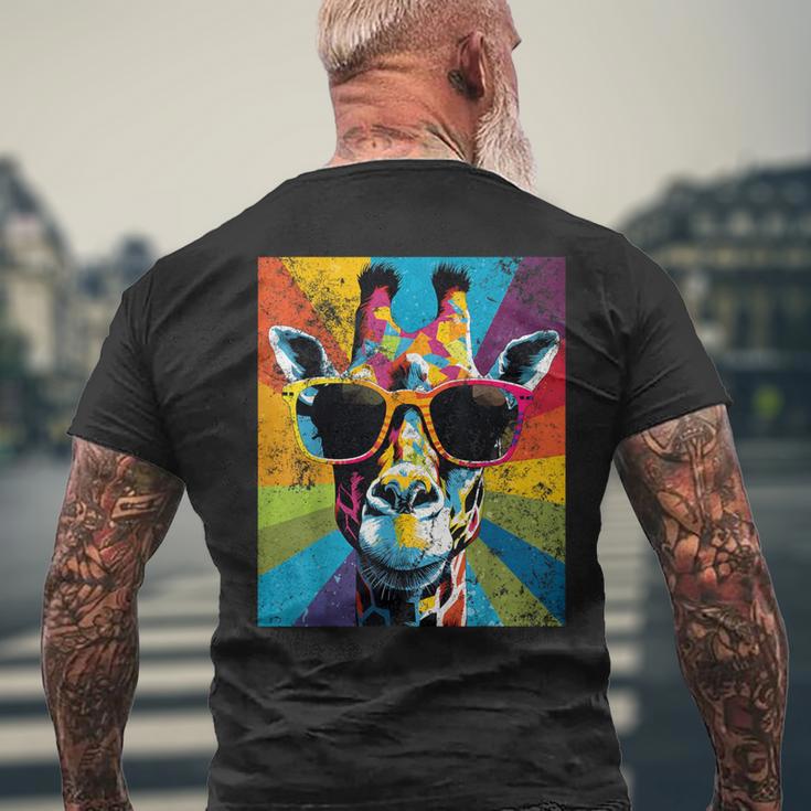 Giraffe Vintage Sunglasses African Animal Lover Men's T-shirt Back Print Gifts for Old Men