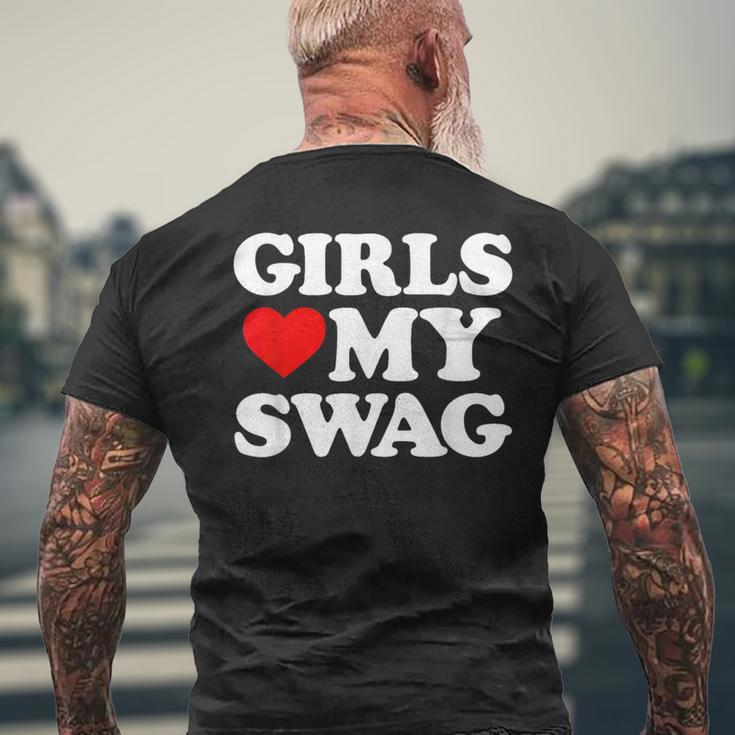 Girls Heart My Swag Girls Love My Swag Valentine's Day Hear Men's T-shirt Back Print Gifts for Old Men