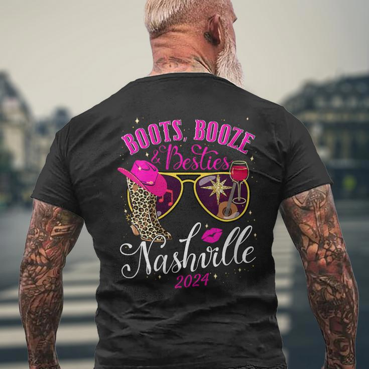 Girls Weekend Girls Trip 2024 Nashville Boots Booze Besties Men's T-shirt Back Print Gifts for Old Men