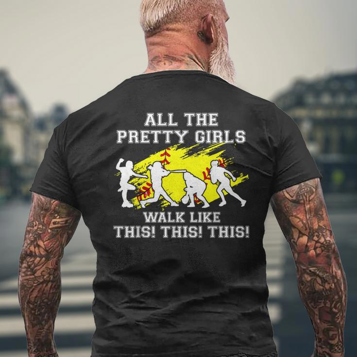 Girls Walk Like This Softball Pitcher N Youth Women Men's T-shirt Back Print Gifts for Old Men