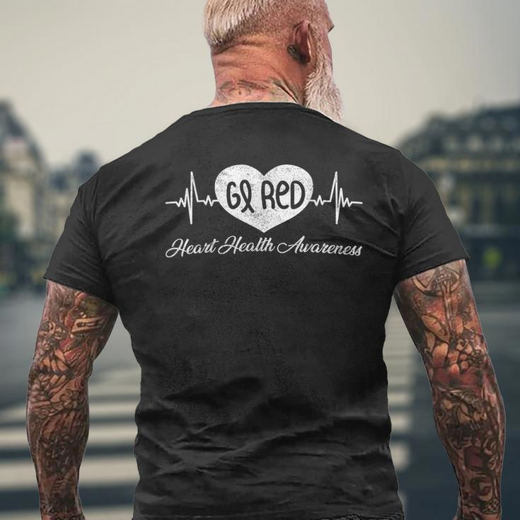 Go Red For Heart Month Awareness Heart Disease Survivor Men's T-shirt Back Print Gifts for Old Men