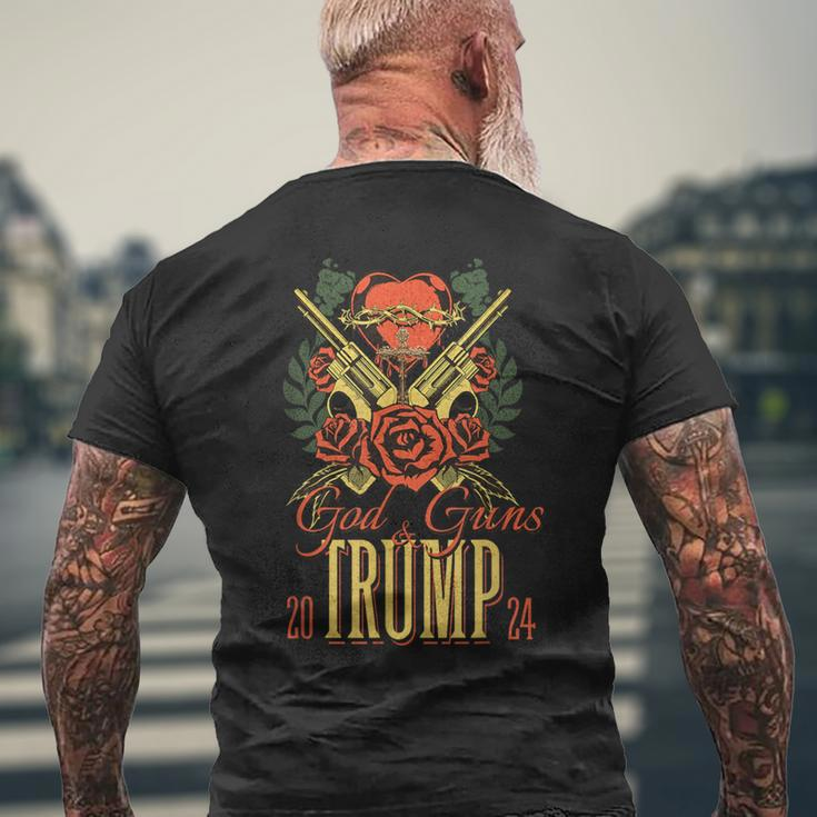God Guns & Trump 2024 2A Support Short Sleeve Men's T-shirt Back Print Gifts for Old Men