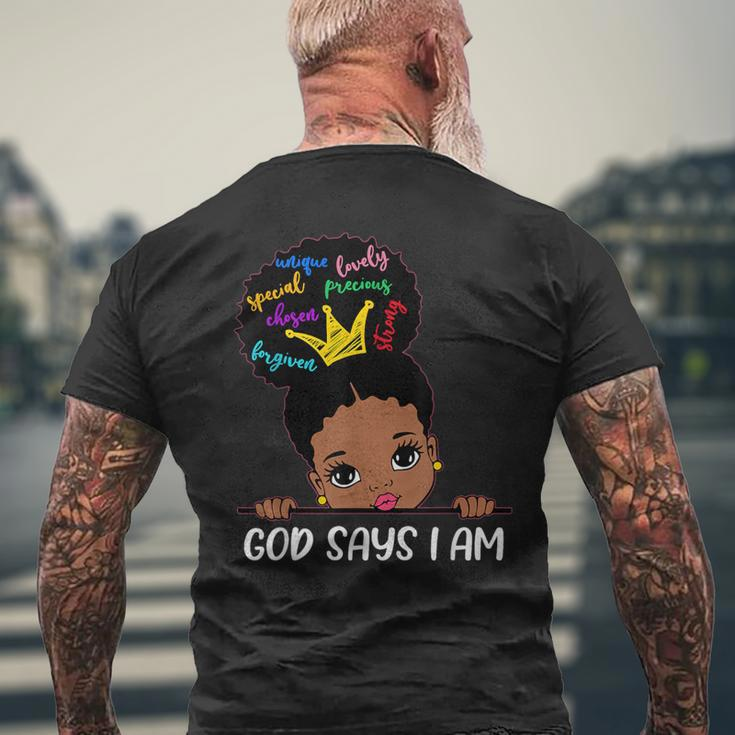 God Says I Am Melanin Girls Black History Junenth Toddler Men's T-shirt Back Print Gifts for Old Men