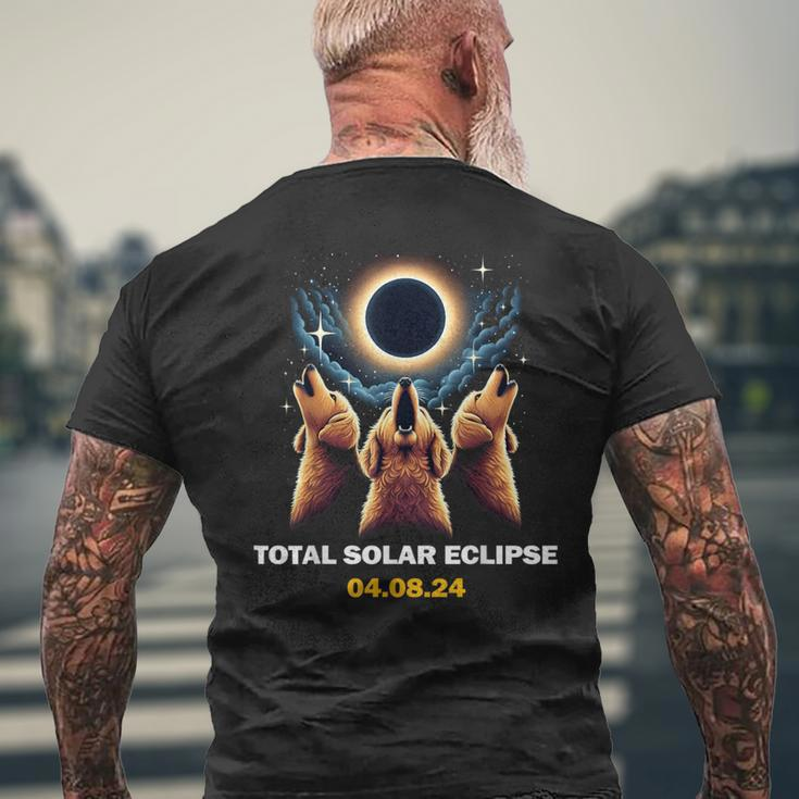 Goldendoodle Dog Howling At Total Solar Eclipse 8 April 2024 Men's T-shirt Back Print Gifts for Old Men