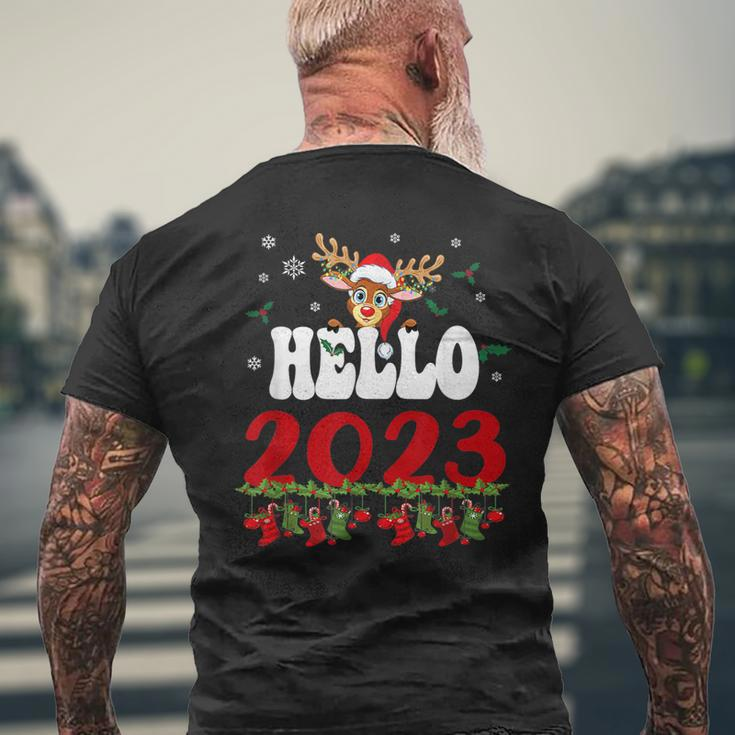 Goodbye 2022 Hello 2023 Happy New Year Christmas Xmas Groovy Mens Back Print T-shirt Gifts for Old Men