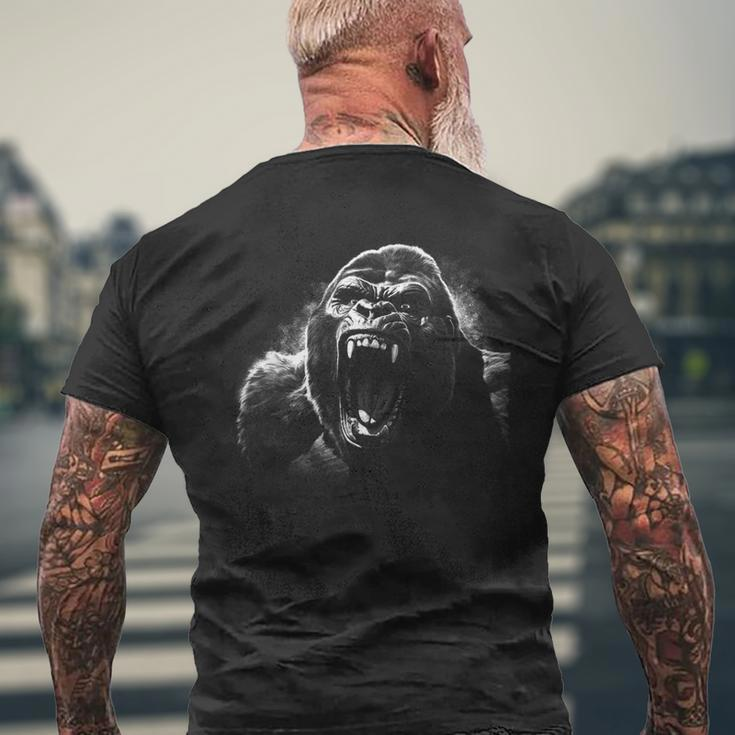 Gorilla Face Angry Growling Scary Silverback Gorilla Men's T-shirt Back Print Gifts for Old Men