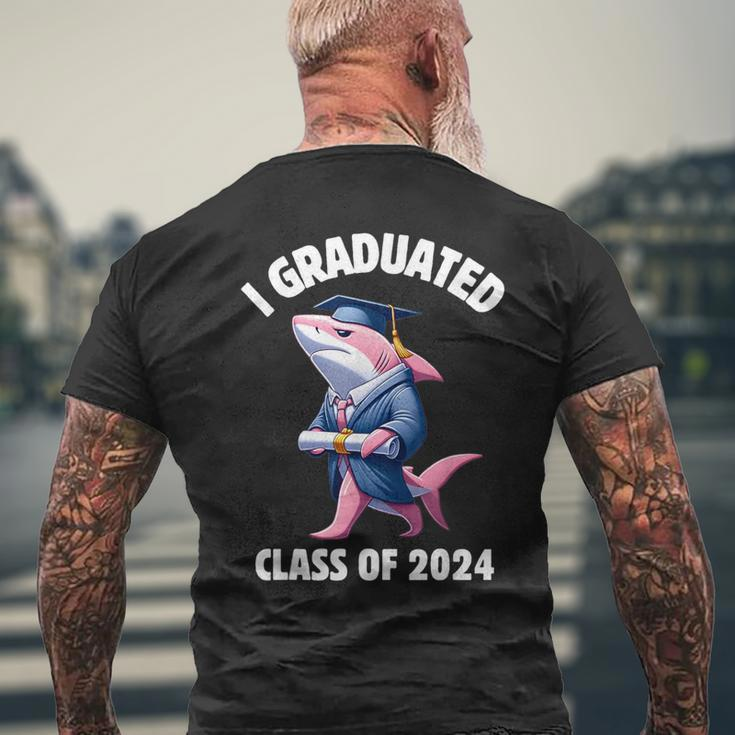 I Graduated Graduate Class Of 2024 Shark Graduation Men's T-shirt Back Print Gifts for Old Men