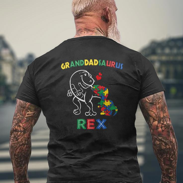 Granddadsaurus Autism Awareness Granddad Dinosaur Grandpa Mens Back Print T-shirt Gifts for Old Men
