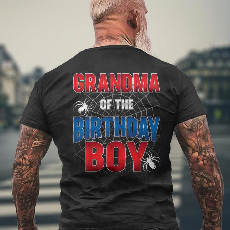 Grandma Of Birthday Boy Costume Spider Web Birthday Party Men's T-shirt Back Print Gifts for Old Men