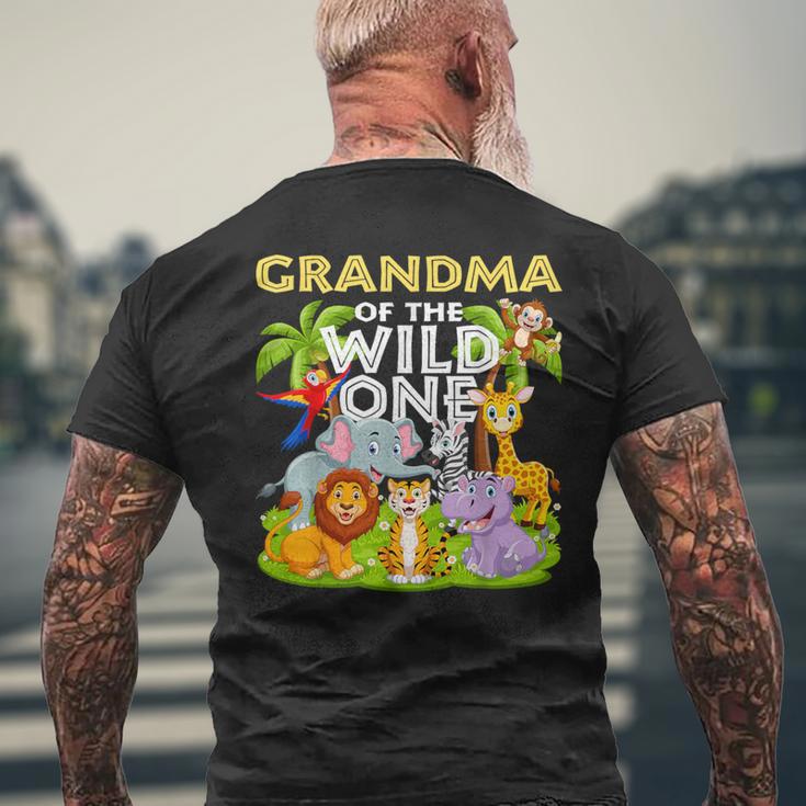 Grandma Of The Wild One Birthday Zoo Animal Safari Jungle Men's T-shirt Back Print Gifts for Old Men