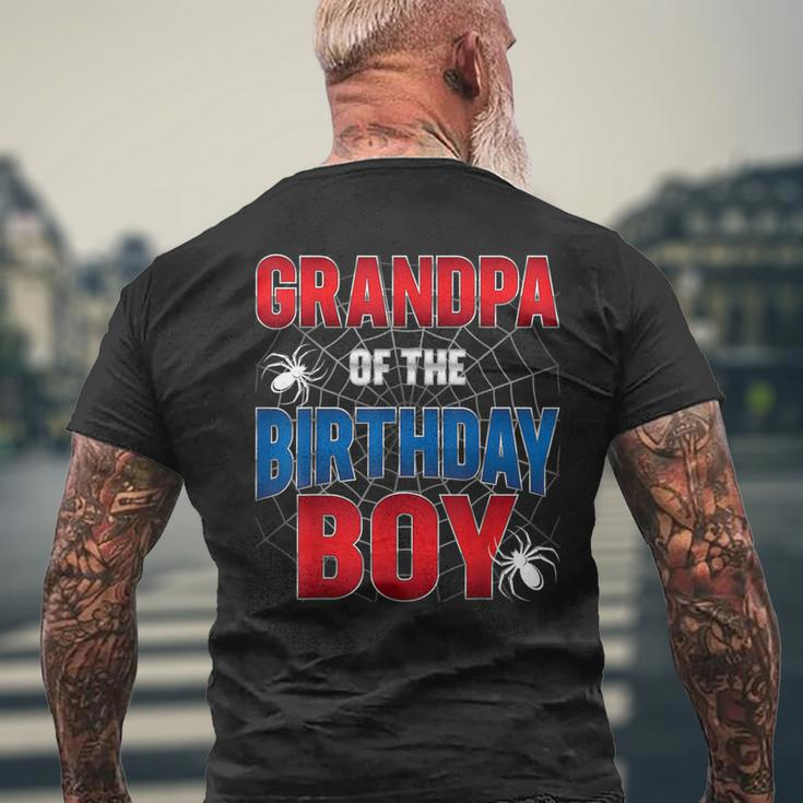 Grandpa Of Birthday Boy Costume Spider Web Birthday Party Men's T-shirt Back Print Gifts for Old Men