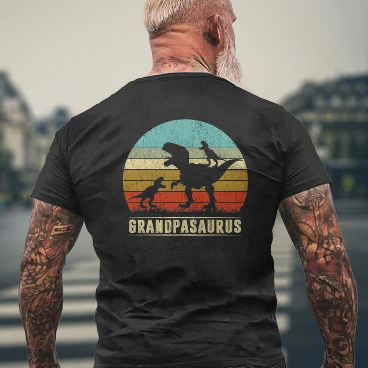 Grandpa Dinosaur Grandpasaurus 2 Two Kids Father's Day Mens Back Print T-shirt Gifts for Old Men