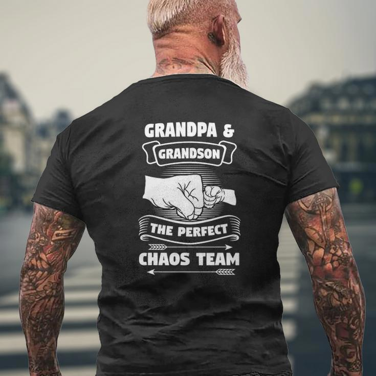 Grandpa Grandson A Perfect Chaos Team Grandparents Mens Back Print T-shirt Gifts for Old Men