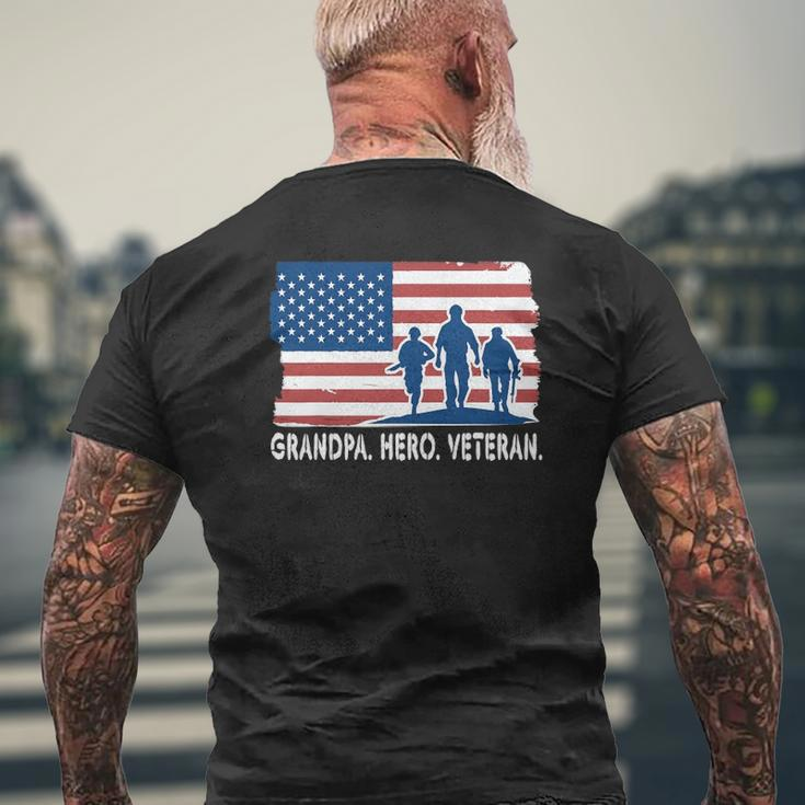 Grandpa Hero Veteran United States Of America Mens Back Print T-shirt Gifts for Old Men