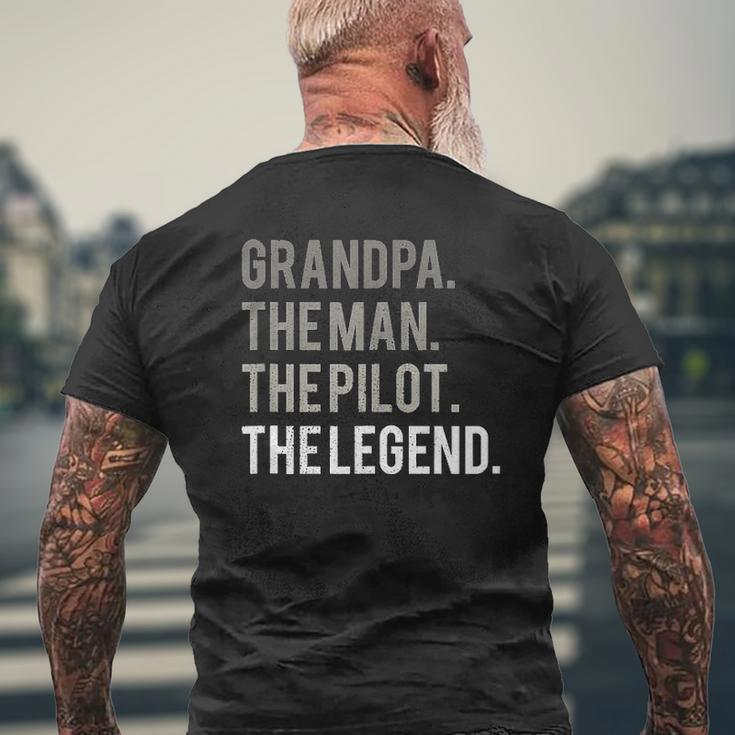 Grandpa The Man The Pilot The Legend Mens Back Print T-shirt Gifts for Old Men