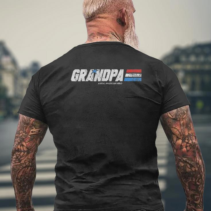 Grandpa A Real American Hero Mens Back Print T-shirt Gifts for Old Men