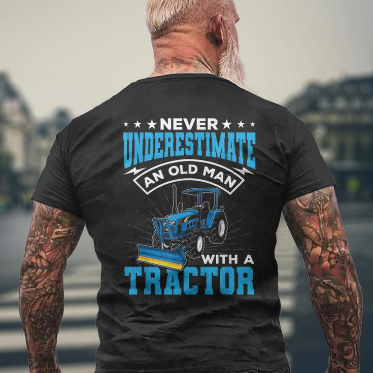 Grandpa Never Underestimate An Old Man With A Tractor Men's T-shirt Back Print Gifts for Old Men