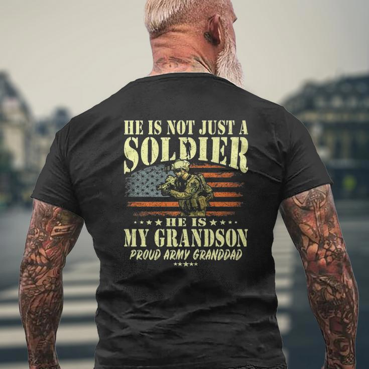 My Grandson Is A Solider Proud Army Granddad Grandpa Mens Back Print T-shirt Gifts for Old Men