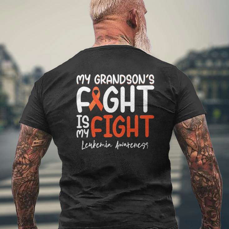 My Grandson's Fight Is My Fight Leukemia Cancer Awareness Mens Back Print T-shirt Gifts for Old Men