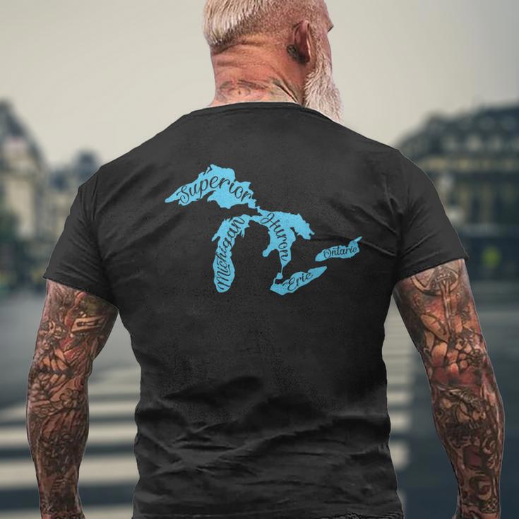 Great Lakes Michigan Detroit Michigan Great Lakes Men's T-shirt Back Print Gifts for Old Men