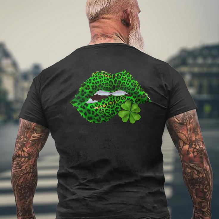 Green Lips Biting Sexy Irish Costume St Patricks Day Mens Back Print T-shirt Gifts for Old Men