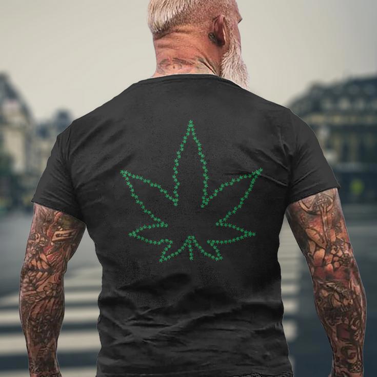 Green Pot Leaf Outline Cool Men's T-shirt Back Print Gifts for Old Men