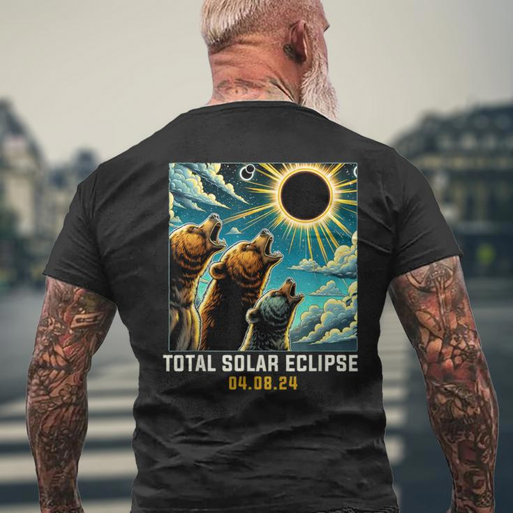 Grizzly Bear Howling At Solar Eclipse Men's T-shirt Back Print Gifts for Old Men